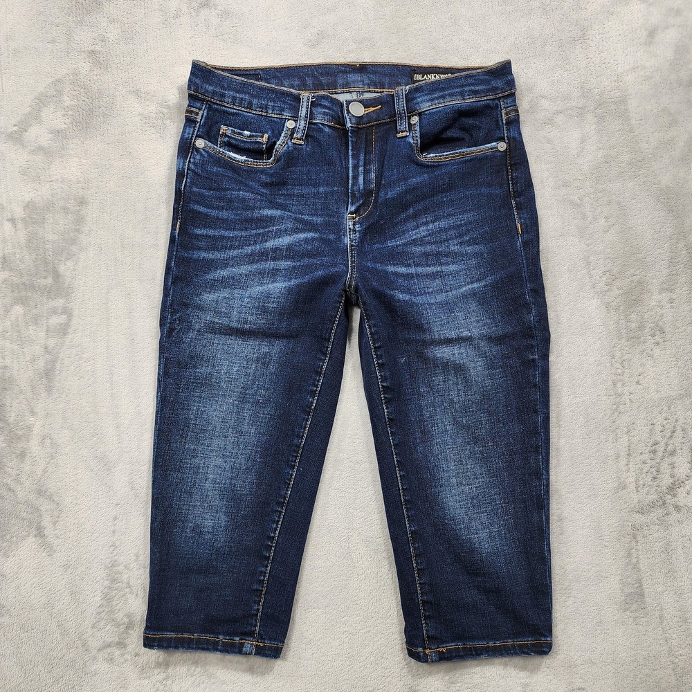 BLANKNYC Shorts Womens 27 Blue Mid Rise Knee Length Skinny Bermuda Capri Stretch
